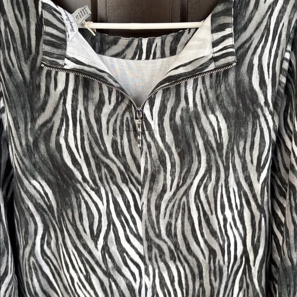 NWT Tommy Bahama Darcy Zesty Zebra Print Stretch Midi Shift Dress Size Large